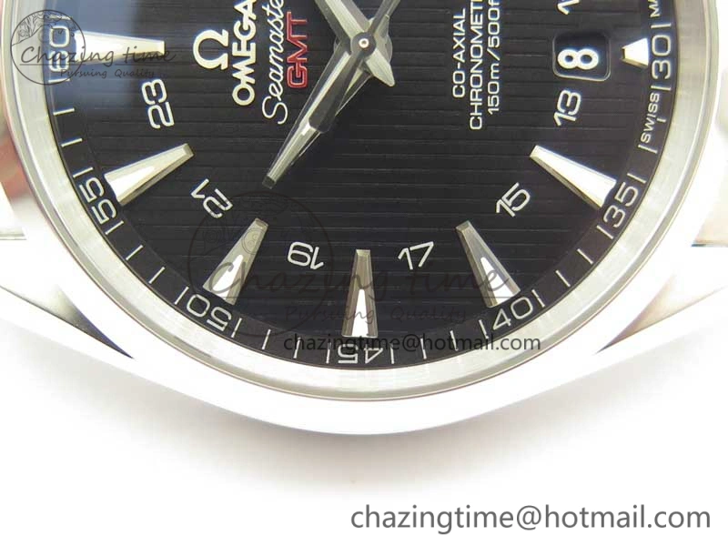ComfortFit Aqua Terra 150M GMT SS VSF 1:1 Best Edition Black Textured Dial on SS Bracelet A8605 Super Clone 8055
