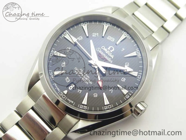 ComfortFit Aqua Terra 150M GMT SS VSF 1:1 Best Edition Black Textured Dial on SS Bracelet A8605 Super Clone 8055