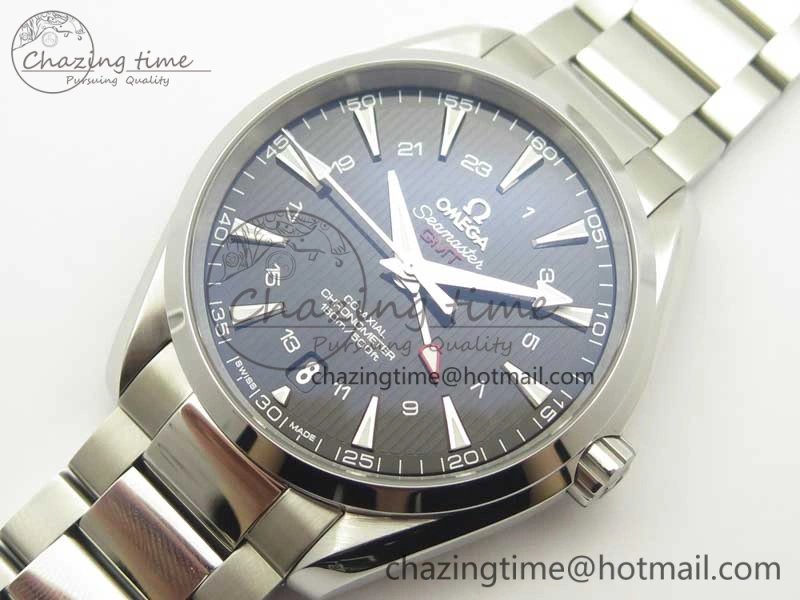 ComfortFit Aqua Terra 150M GMT SS VSF 1:1 Best Edition Black Textured Dial on SS Bracelet A8605 Super Clone 8055