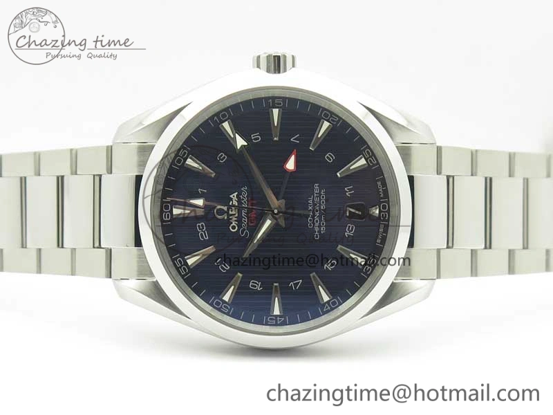Aqua Terra 150M GMT SS VSF 1:1 Best Edition Blue Textured Dial on SS Bracelet A8605 Super Clone MultiPurpose 8054