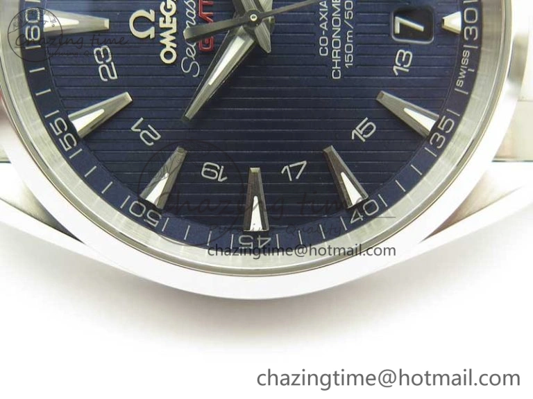 Aqua Terra 150M GMT SS VSF 1:1 Best Edition Blue Textured Dial on SS Bracelet A8605 Super Clone MultiPurpose 8054