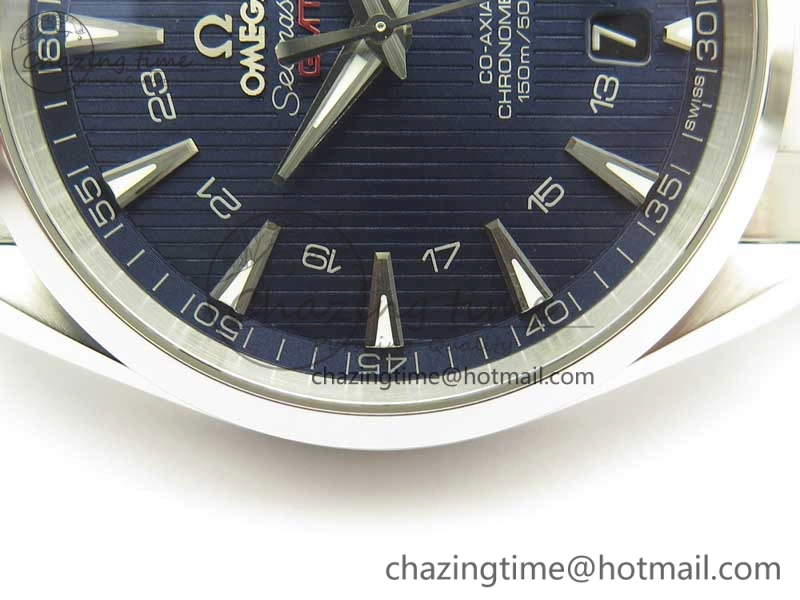 Aqua Terra 150M GMT SS VSF 1:1 Best Edition Blue Textured Dial on SS Bracelet A8605 Super Clone MultiPurpose 8054