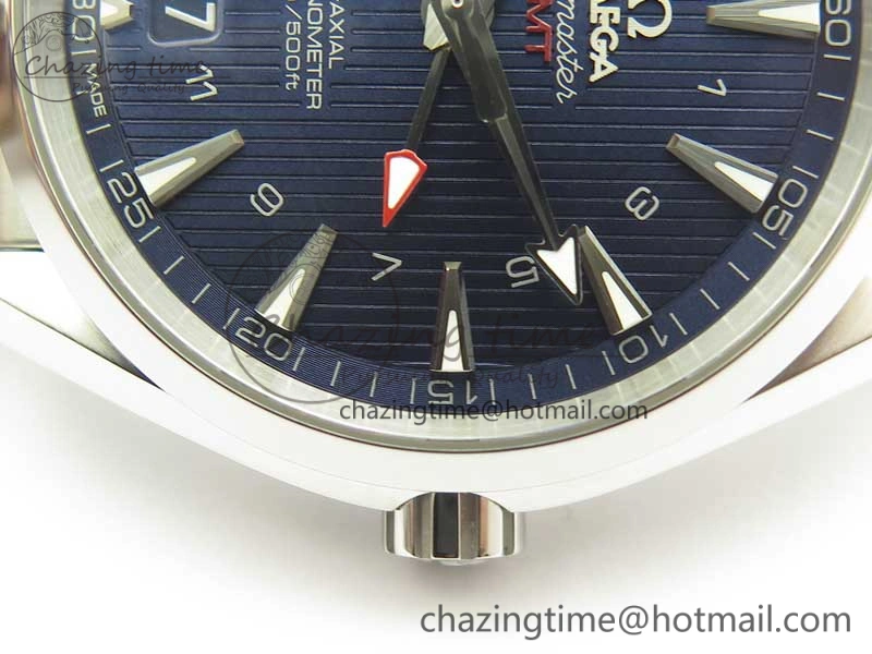 Aqua Terra 150M GMT SS VSF 1:1 Best Edition Blue Textured Dial on SS Bracelet A8605 Super Clone MultiPurpose 8054