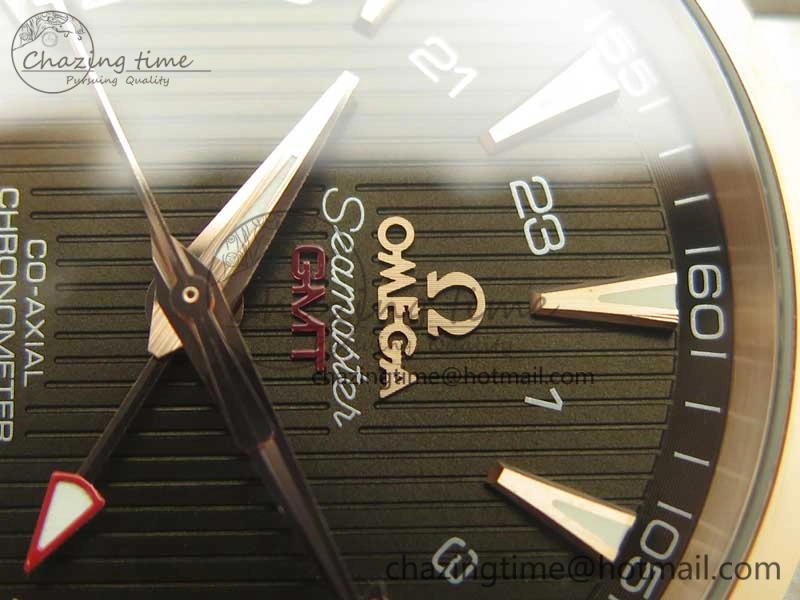 Affordable Aqua Terra 150M GMT SS RG VSF 1:1 Best Edition Brown Textured Dial on SS RG Bracelet A8605 Super Clone 8058