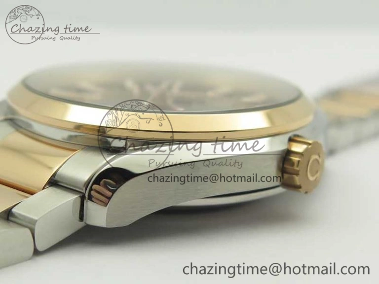 Affordable Aqua Terra 150M GMT SS RG VSF 1:1 Best Edition Brown Textured Dial on SS RG Bracelet A8605 Super Clone 8058