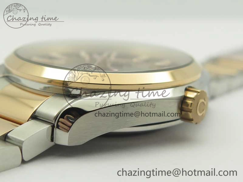 Affordable Aqua Terra 150M GMT SS RG VSF 1:1 Best Edition Brown Textured Dial on SS RG Bracelet A8605 Super Clone 8058