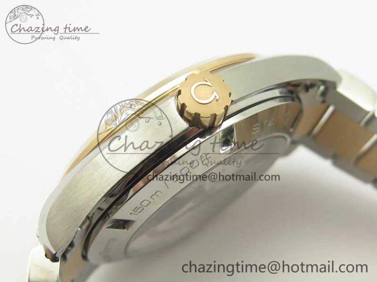 Affordable Aqua Terra 150M GMT SS RG VSF 1:1 Best Edition Brown Textured Dial on SS RG Bracelet A8605 Super Clone 8058