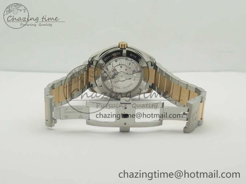 Affordable Aqua Terra 150M GMT SS RG VSF 1:1 Best Edition Brown Textured Dial on SS RG Bracelet A8605 Super Clone 8058