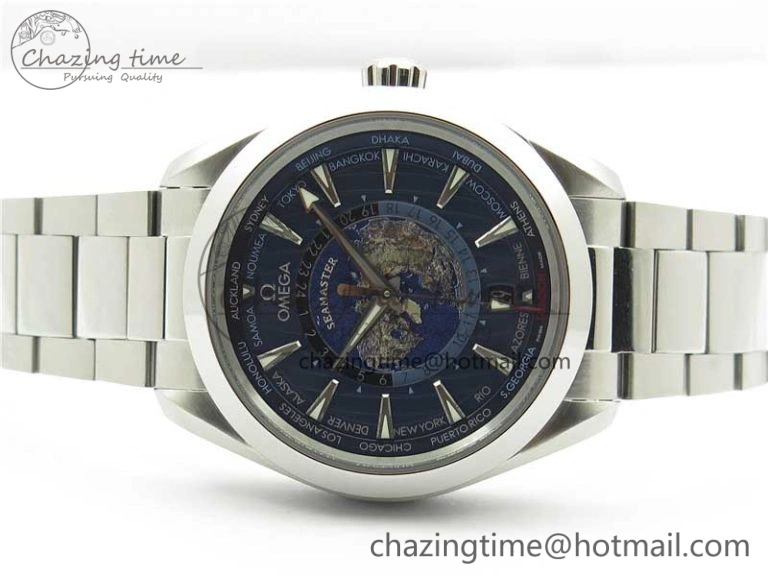 Neat Aqua Terra 150M GMT Worldtimer 43mm  VSF 1:1 Best Edition Blue Dial on SS Bracelet A 7906