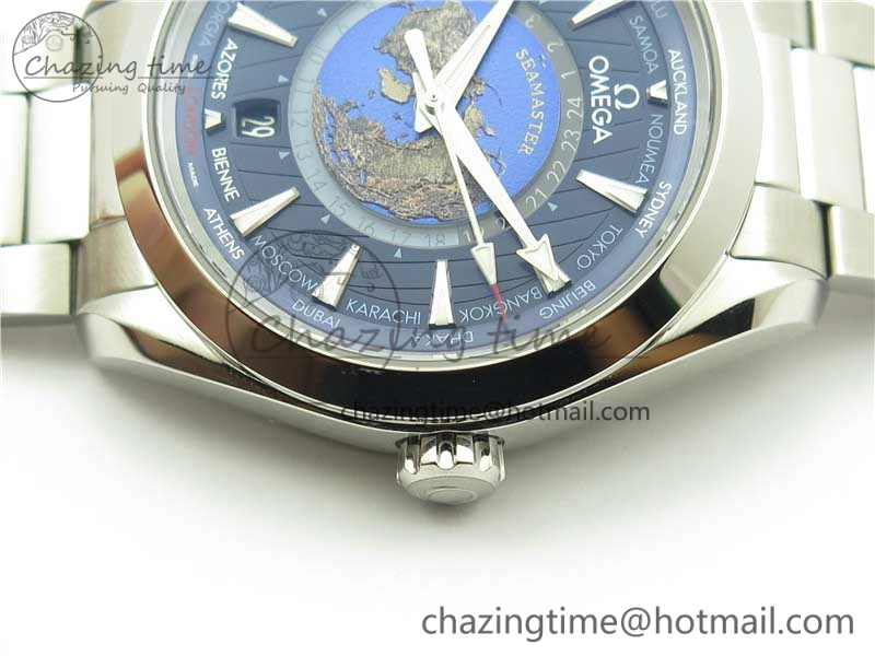 Neat Aqua Terra 150M GMT Worldtimer 43mm  VSF 1:1 Best Edition Blue Dial on SS Bracelet A 7906