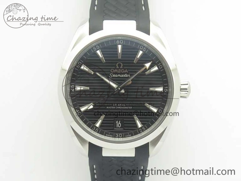 SoftTouch Aqua Terra 150M Master Chronometers VSF 1:1 Best Edition Black Dial SS Hand on Black Rubber Strap A8900 Super Clone 8005