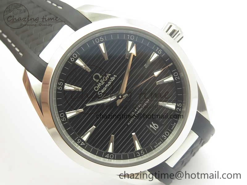 SoftTouch Aqua Terra 150M Master Chronometers VSF 1:1 Best Edition Black Dial SS Hand on Black Rubber Strap A8900 Super Clone 8005