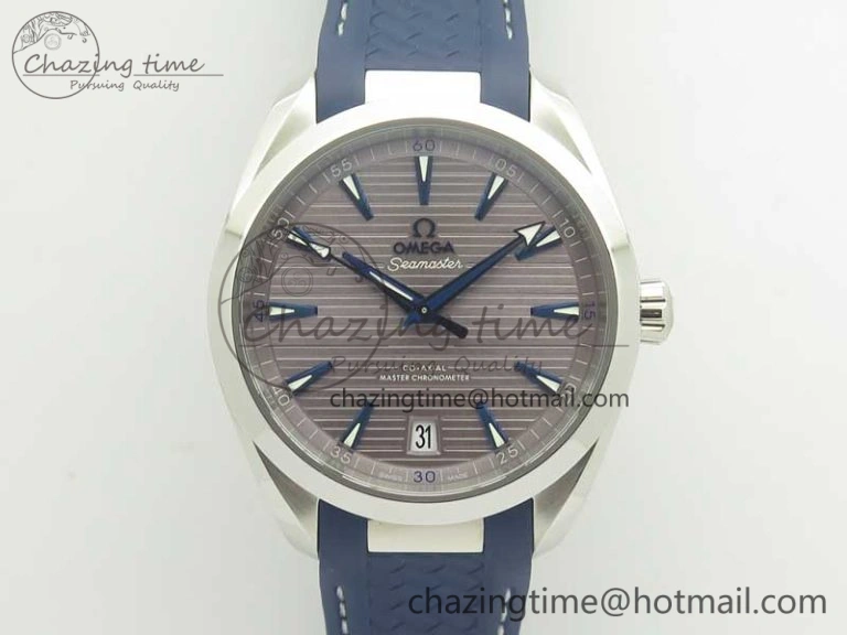 Practical Aqua Terra 150M Master Chronometers VSF 1:1 Best Edition Gray Dial Blue Hand on Blue Rubber Strap A8900 Super Clone 8004
