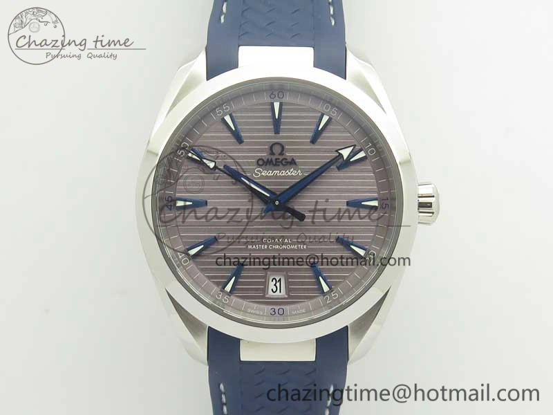 Practical Aqua Terra 150M Master Chronometers VSF 1:1 Best Edition Gray Dial Blue Hand on Blue Rubber Strap A8900 Super Clone 8004