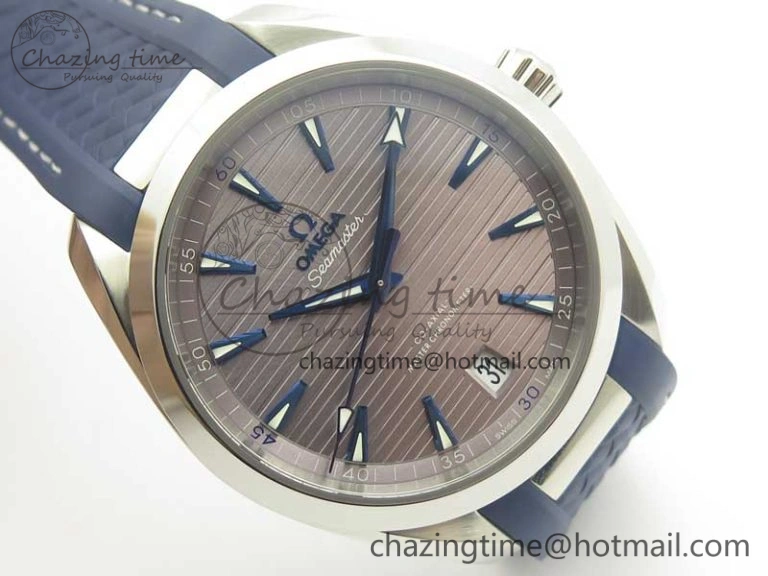 Practical Aqua Terra 150M Master Chronometers VSF 1:1 Best Edition Gray Dial Blue Hand on Blue Rubber Strap A8900 Super Clone 8004