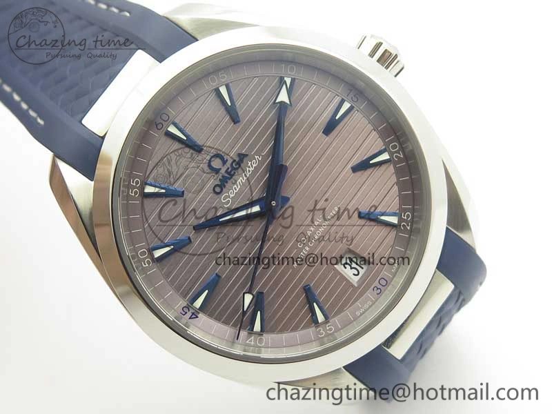 Practical Aqua Terra 150M Master Chronometers VSF 1:1 Best Edition Gray Dial Blue Hand on Blue Rubber Strap A8900 Super Clone 8004