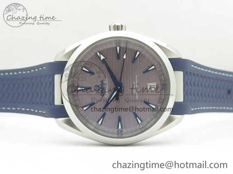 Practical Aqua Terra 150M Master Chronometers VSF 1:1 Best Edition Gray Dial Blue Hand on Blue Rubber Strap A8900 Super Clone 8004