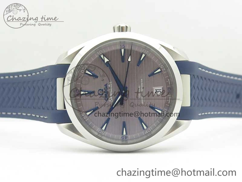 Practical Aqua Terra 150M Master Chronometers VSF 1:1 Best Edition Gray Dial Blue Hand on Blue Rubber Strap A8900 Super Clone 8004