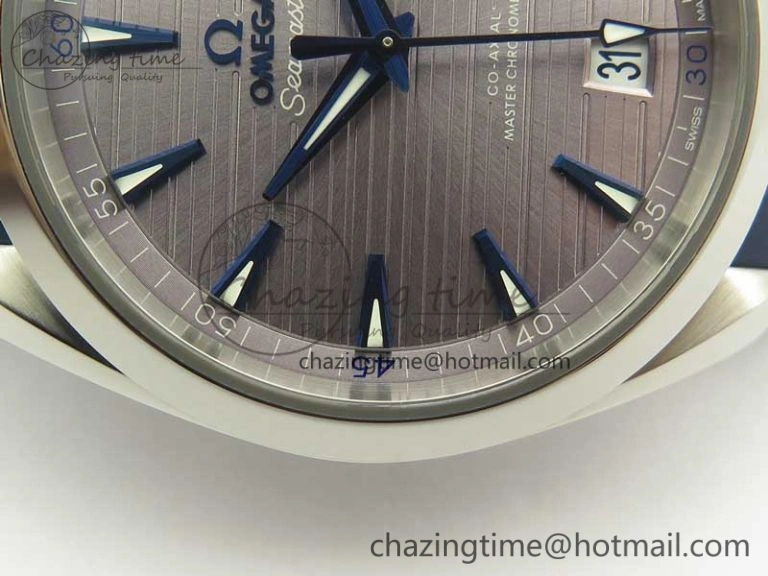 Practical Aqua Terra 150M Master Chronometers VSF 1:1 Best Edition Gray Dial Blue Hand on Blue Rubber Strap A8900 Super Clone 8004