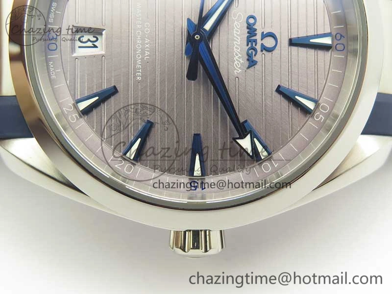 Practical Aqua Terra 150M Master Chronometers VSF 1:1 Best Edition Gray Dial Blue Hand on Blue Rubber Strap A8900 Super Clone 8004
