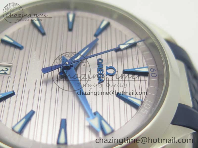 Practical Aqua Terra 150M Master Chronometers VSF 1:1 Best Edition Gray Dial Blue Hand on Blue Rubber Strap A8900 Super Clone 8004
