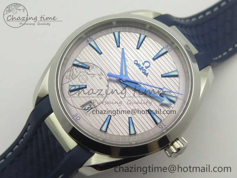 Practical Aqua Terra 150M Master Chronometers VSF 1:1 Best Edition Gray Dial Blue Hand on Blue Rubber Strap A8900 Super Clone 8004