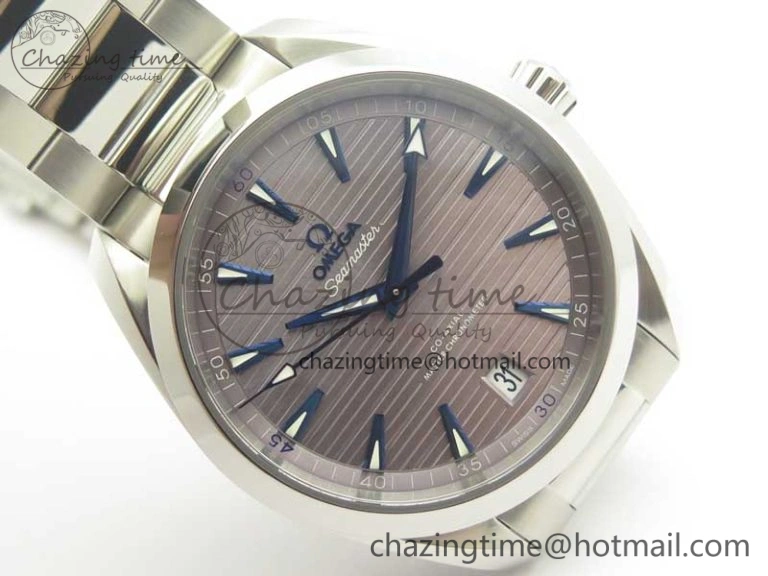 Aqua Terra 150M Master Chronometers VSF 1:1 Best Edition Gray Dial Blue Hand on SS Bracelet A8900 Super Clone AllSeason 8006