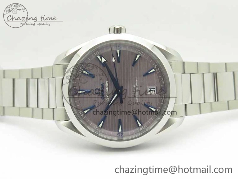 Aqua Terra 150M Master Chronometers VSF 1:1 Best Edition Gray Dial Blue Hand on SS Bracelet A8900 Super Clone AllSeason 8006