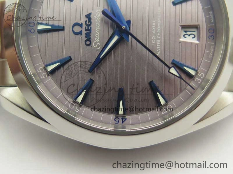 Aqua Terra 150M Master Chronometers VSF 1:1 Best Edition Gray Dial Blue Hand on SS Bracelet A8900 Super Clone AllSeason 8006