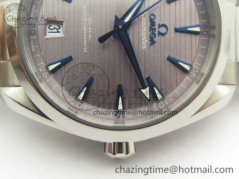 Aqua Terra 150M Master Chronometers VSF 1:1 Best Edition Gray Dial Blue Hand on SS Bracelet A8900 Super Clone AllSeason 8006