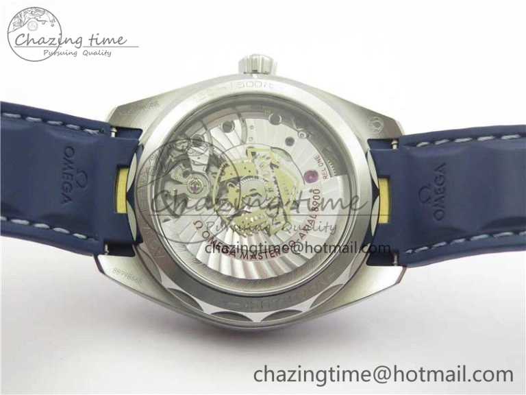 SunProtective Aqua Terra 150M Master Chronometers VSF 1:1 Best Edition White Dial Gold Hand on Blue Rubber Strap A8900 Super Clone 7918
