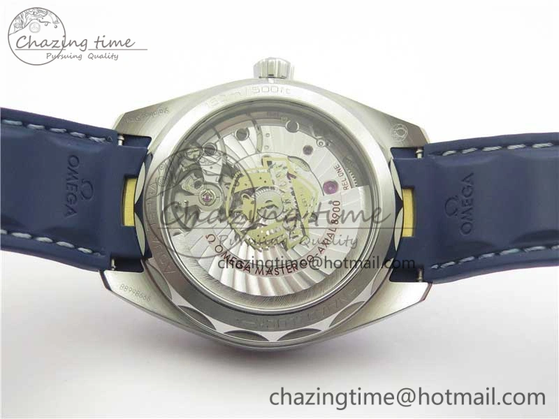 SunProtective Aqua Terra 150M Master Chronometers VSF 1:1 Best Edition White Dial Gold Hand on Blue Rubber Strap A8900 Super Clone 7918