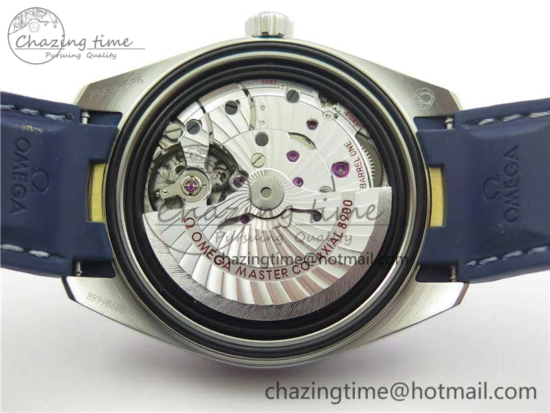 SunProtective Aqua Terra 150M Master Chronometers VSF 1:1 Best Edition White Dial Gold Hand on Blue Rubber Strap A8900 Super Clone 7918