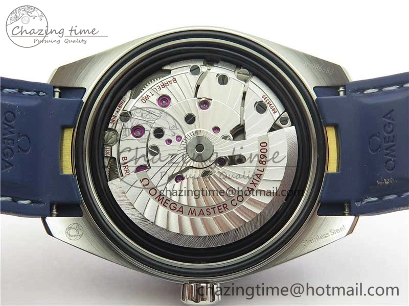SunProtective Aqua Terra 150M Master Chronometers VSF 1:1 Best Edition White Dial Gold Hand on Blue Rubber Strap A8900 Super Clone 7918