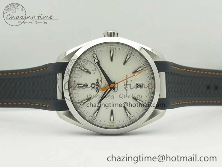Aqua Terra 150M Master Chronometers VSF 1:1 Best Edition White Dial Orange Hand on Black Rubber Strap A8900 Super Clone ModernLook 8011