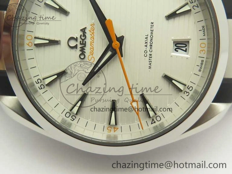 Aqua Terra 150M Master Chronometers VSF 1:1 Best Edition White Dial Orange Hand on Black Rubber Strap A8900 Super Clone ModernLook 8011