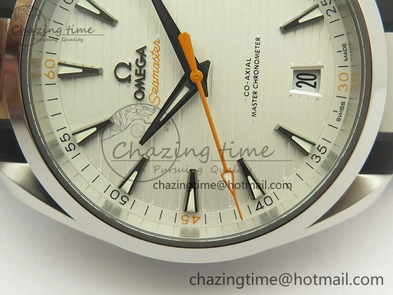 Aqua Terra 150M Master Chronometers VSF 1:1 Best Edition White Dial Orange Hand on Black Rubber Strap A8900 Super Clone ModernLook 8011