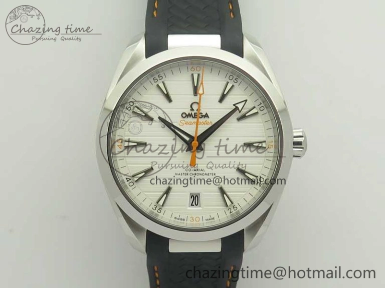 Aqua Terra 150M Master Chronometers VSF 1:1 Best Edition White Dial Orange Hand on Black Rubber Strap A8900 Super Clone ModernLook 8011
