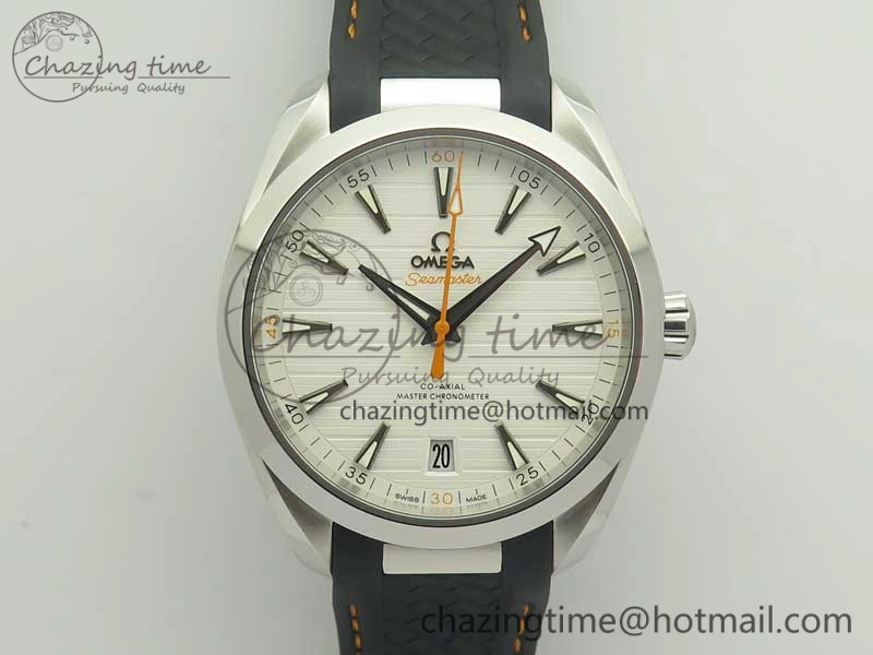 Aqua Terra 150M Master Chronometers VSF 1:1 Best Edition White Dial Orange Hand on Black Rubber Strap A8900 Super Clone ModernLook 8011