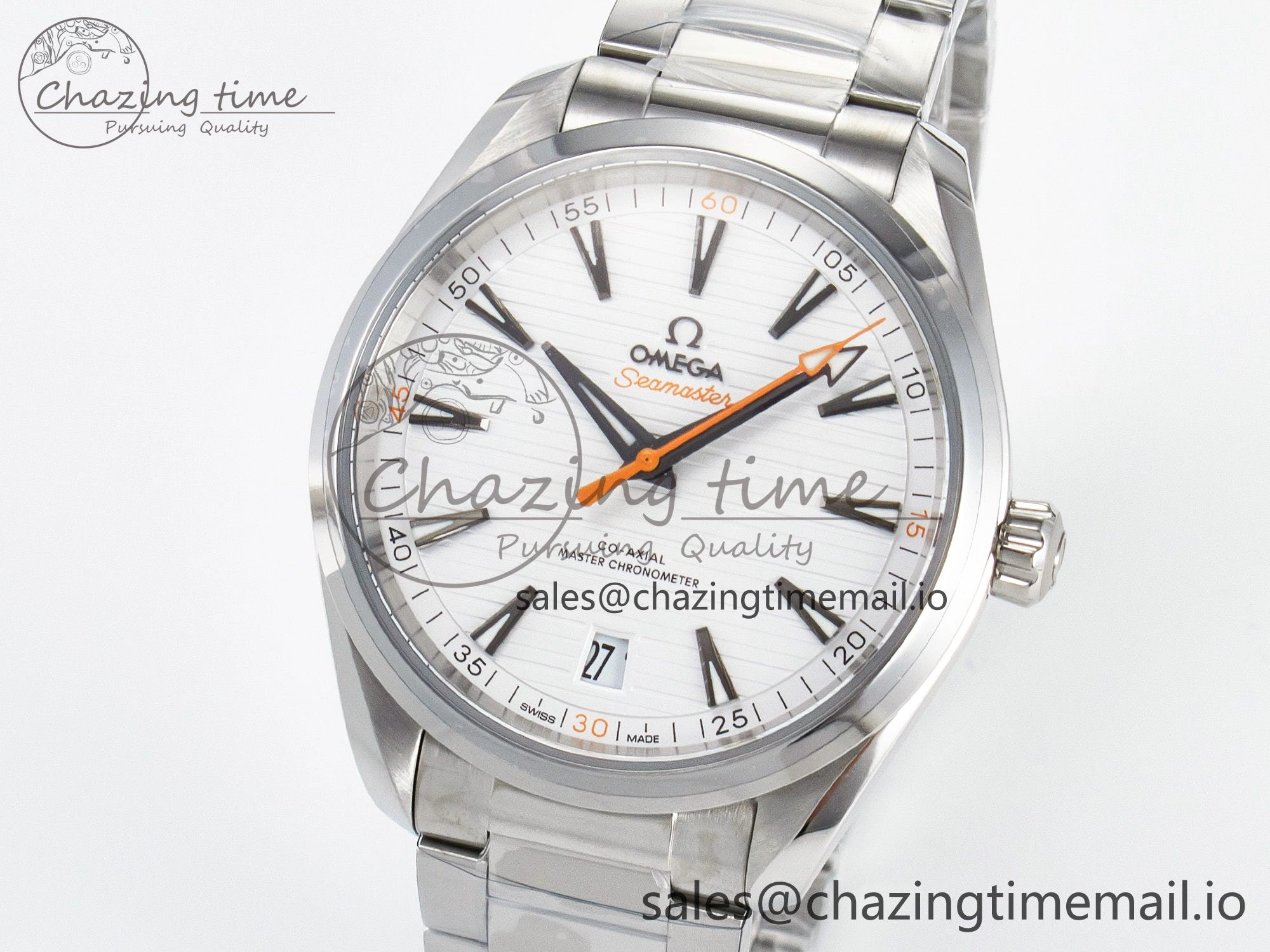 Affordable Aqua Terra 150M Master Chronometers VSF 1:1 Best Edition White Dial Orange Hand on SS Bracelet A8900 Super Clone 7650