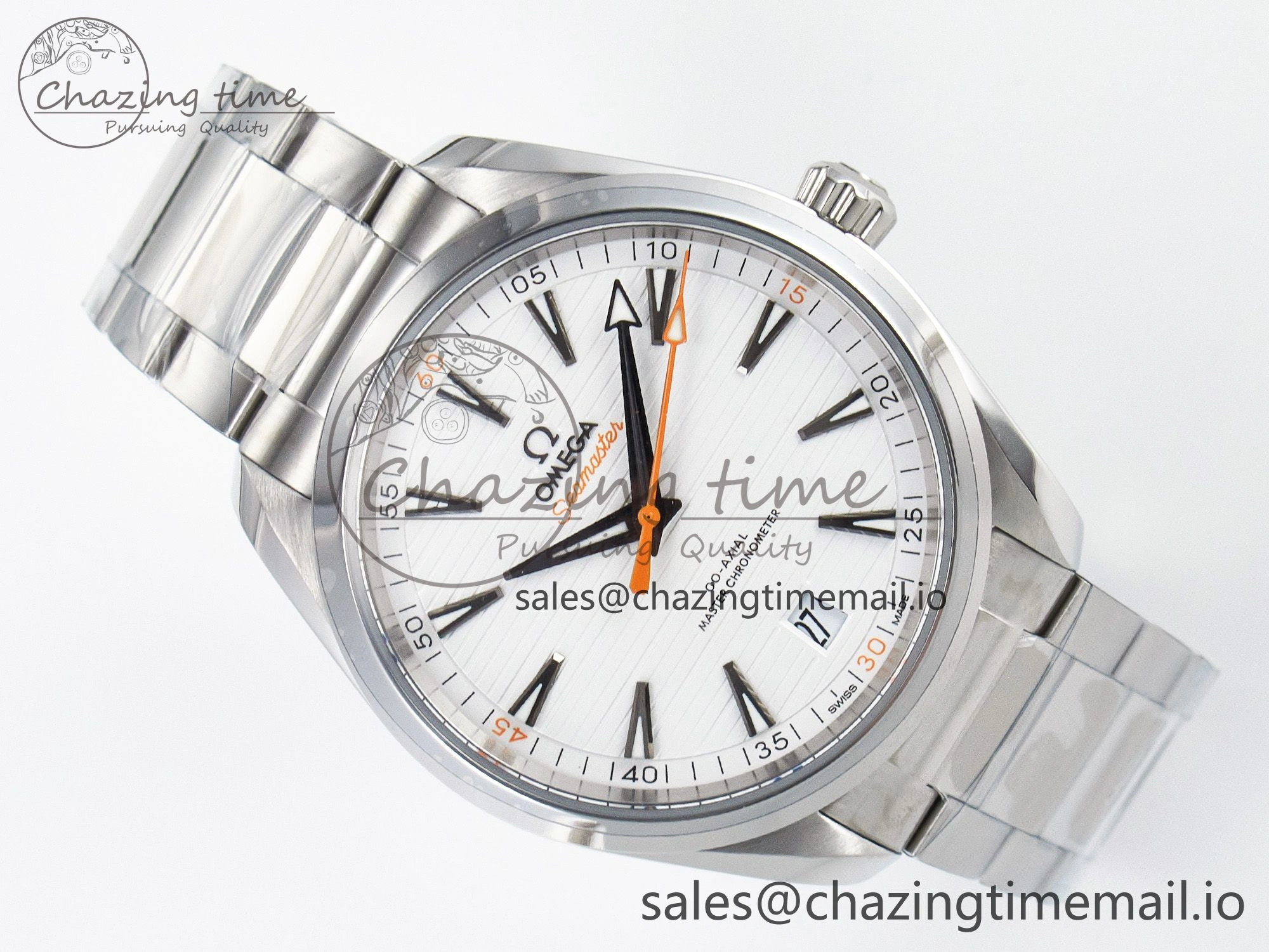 Affordable Aqua Terra 150M Master Chronometers VSF 1:1 Best Edition White Dial Orange Hand on SS Bracelet A8900 Super Clone 7650