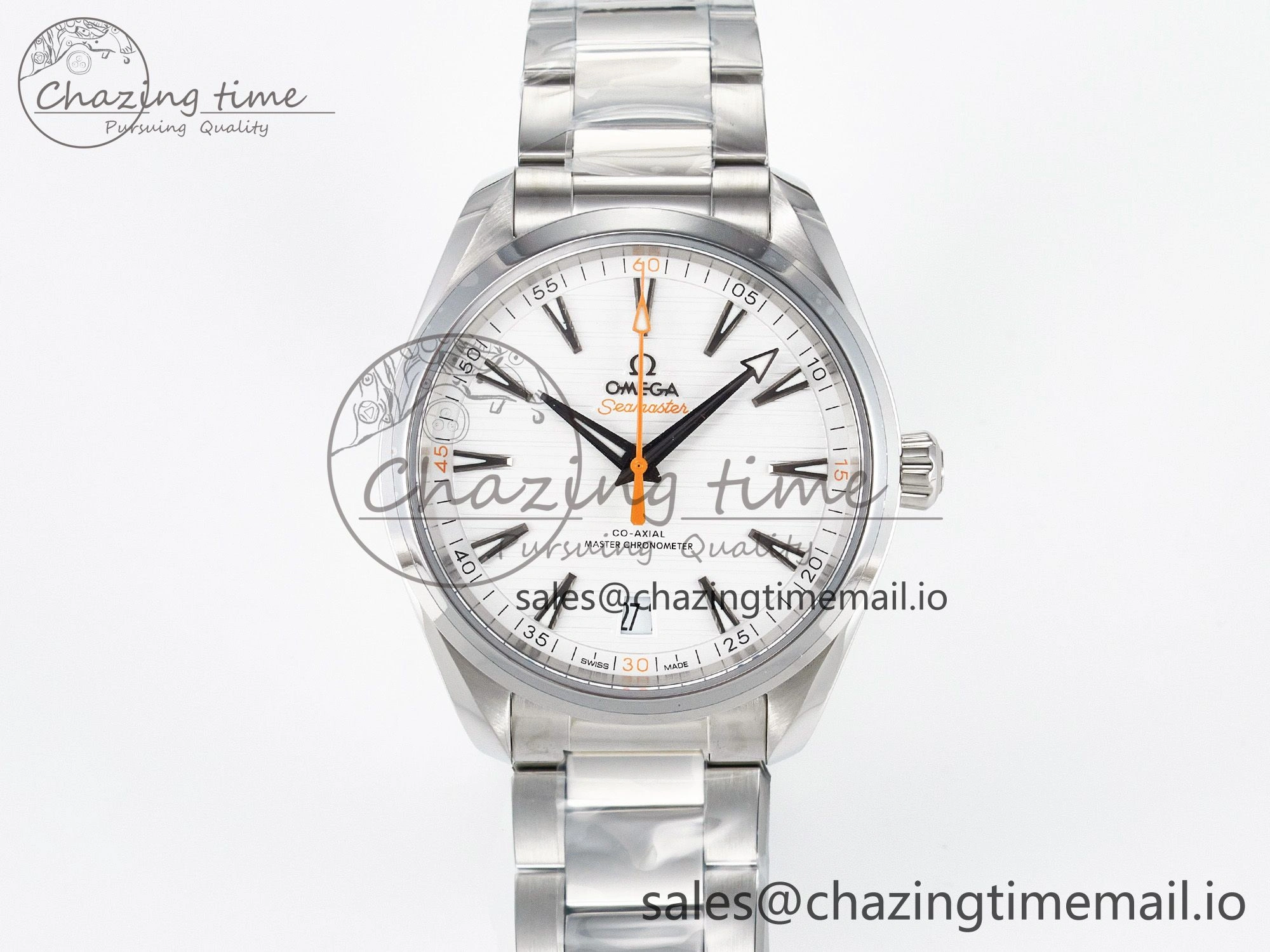Affordable Aqua Terra 150M Master Chronometers VSF 1:1 Best Edition White Dial Orange Hand on SS Bracelet A8900 Super Clone 7650