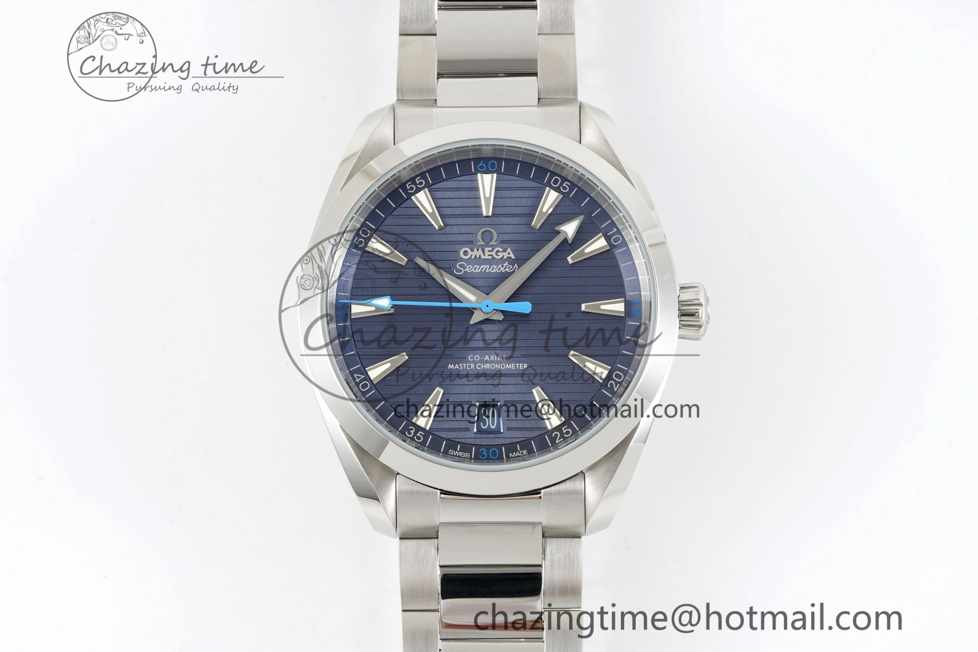 Stylish Aqua Terra 150M SS JQK 1:1 Best Edition Blue Dial Blue Hand on SS Bracelet A 7831