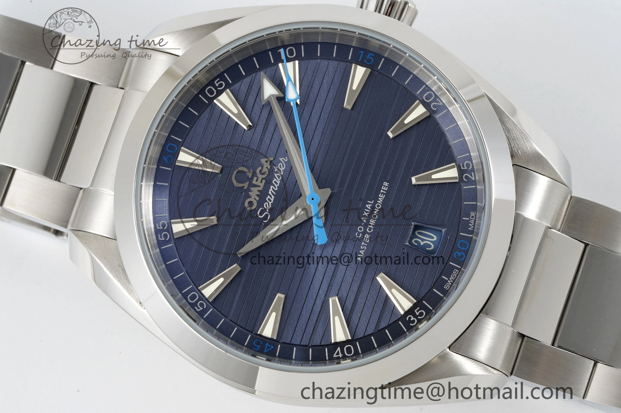 Stylish Aqua Terra 150M SS JQK 1:1 Best Edition Blue Dial Blue Hand on SS Bracelet A 7831