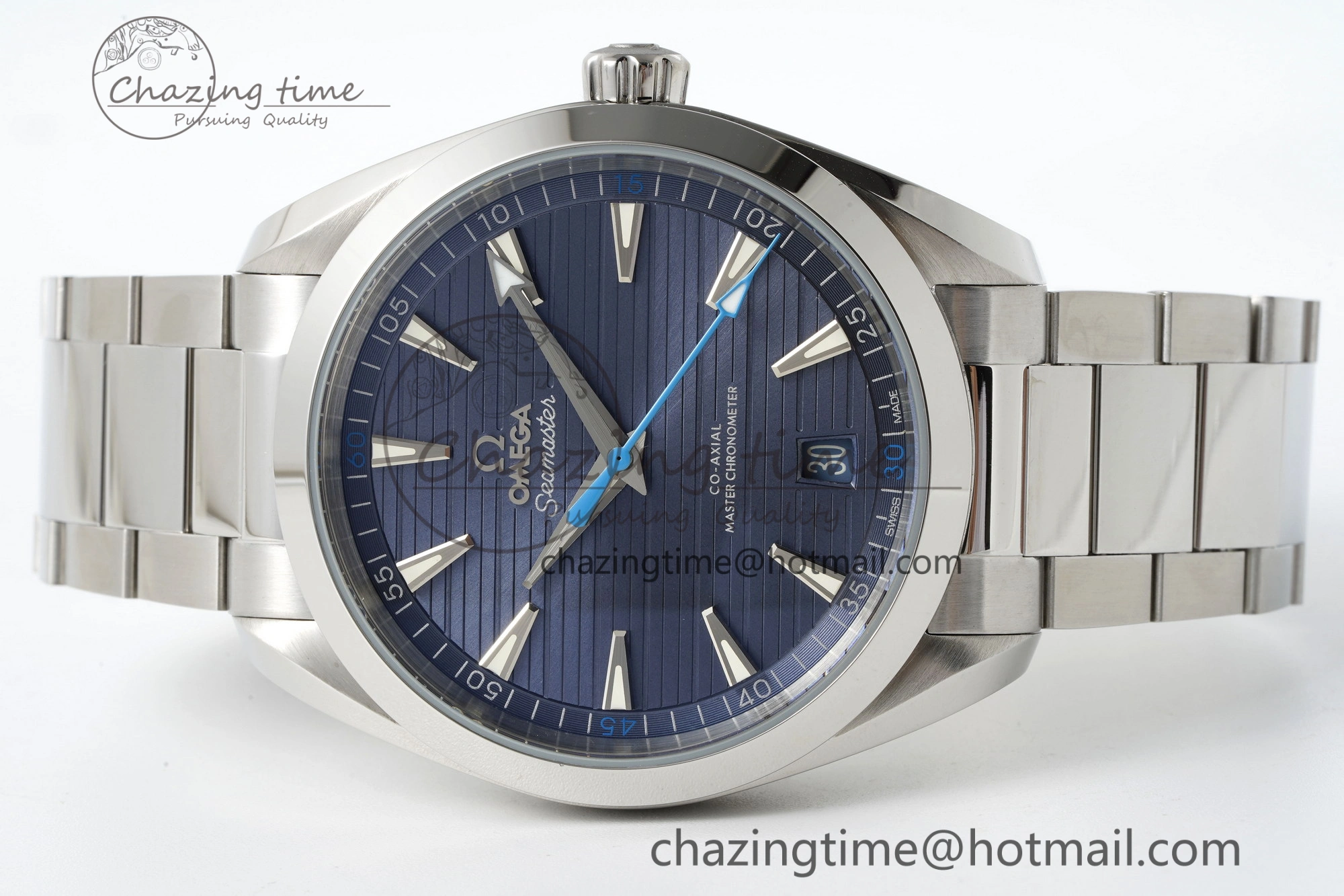 Stylish Aqua Terra 150M SS JQK 1:1 Best Edition Blue Dial Blue Hand on SS Bracelet A 7831