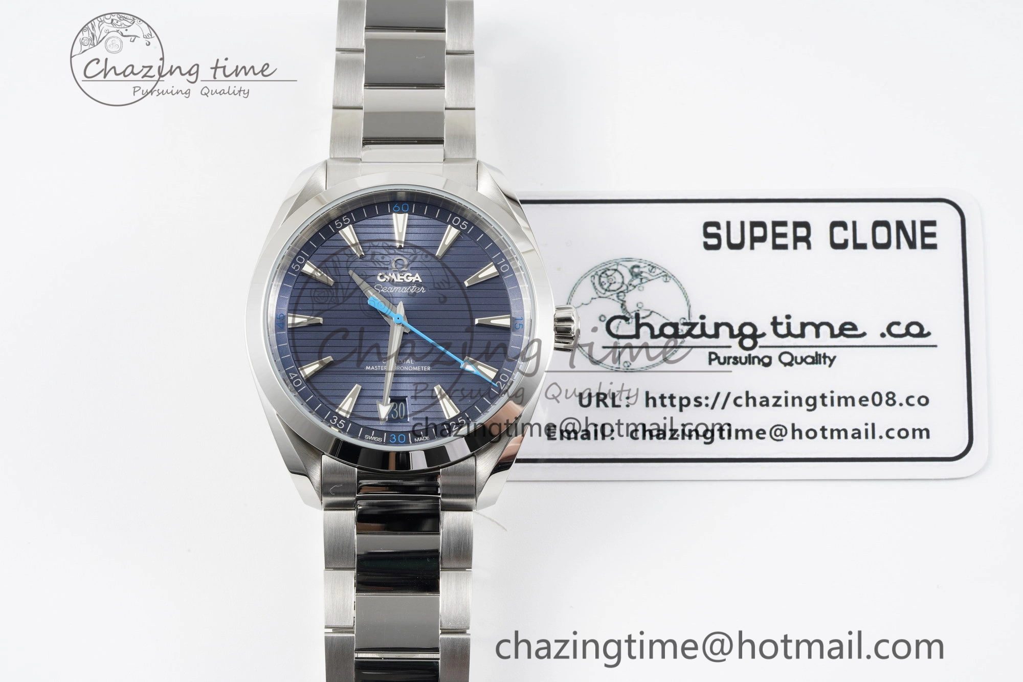 Stylish Aqua Terra 150M SS JQK 1:1 Best Edition Blue Dial Blue Hand on SS Bracelet A 7831
