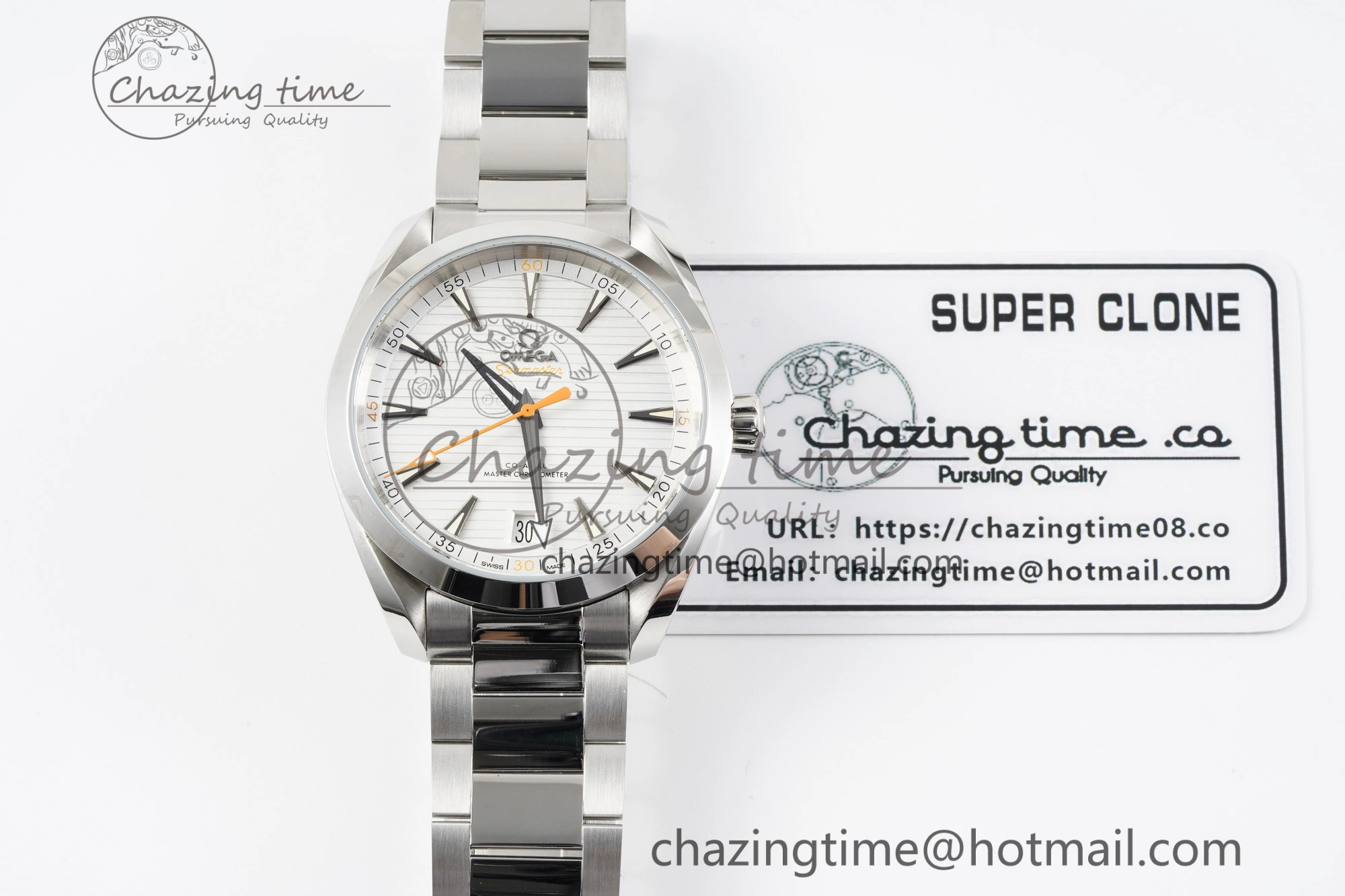 Aqua Terra 150M SS JQK 1:1 Best Edition White Dial Orange Hand on SS Bracelet A NewStyle 7829
