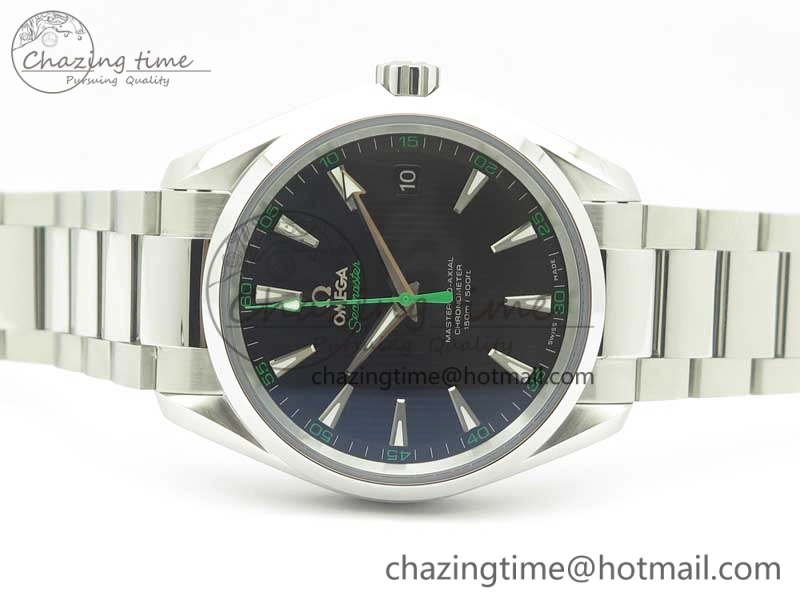 OdorResistant Aqua Terra 150M SS VSF 1:1 Best Edition Black Textured Dial Green Hand on SS Bracelet A8500 Super Clone 8040