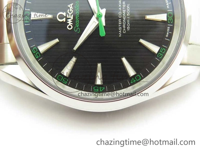 OdorResistant Aqua Terra 150M SS VSF 1:1 Best Edition Black Textured Dial Green Hand on SS Bracelet A8500 Super Clone 8040