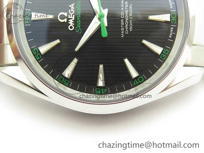 OdorResistant Aqua Terra 150M SS VSF 1:1 Best Edition Black Textured Dial Green Hand on SS Bracelet A8500 Super Clone 8040